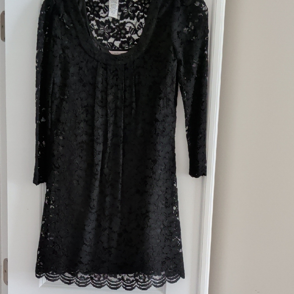 Diane Von Furstenberg Black Lace Long Sleeve Dress
